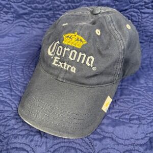 Corona Extra Beer Navy Blue Adjustable Baseball Hat Embroidered Logo Distressed
